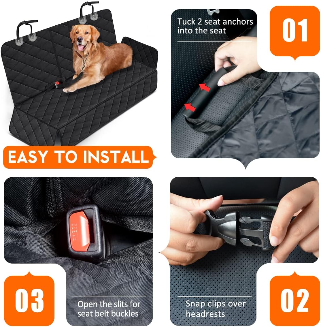 Keep your car clean and your furry friend safe with our waterproof Dog Car Seat Cover! Perfect fit for all cars, trucks, and SUVs! 🐾🚗 #PetTravel #DogLovers