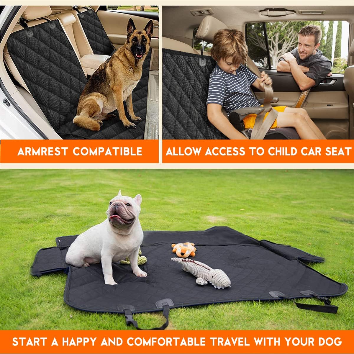 Keep your car clean and your furry friend safe with our waterproof Dog Car Seat Cover! Perfect fit for all cars, trucks, and SUVs! 🐾🚗 #PetTravel #DogLovers