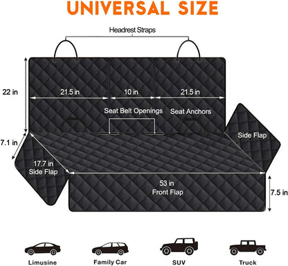 Keep your car clean and your furry friend safe with our waterproof Dog Car Seat Cover! Perfect fit for all cars, trucks, and SUVs! 🐾🚗 #PetTravel #DogLovers